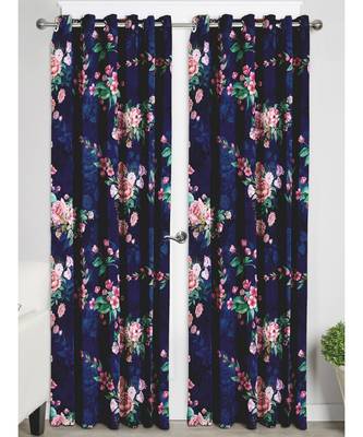 Navy Blue Polyester Digtal Printed Curtain 2
