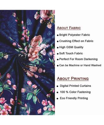 Navy Blue Polyester Digtal Printed Curtain 3