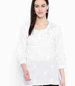 Ada Hand Embroidered White Cotton Lucknowi Chikankari Top
