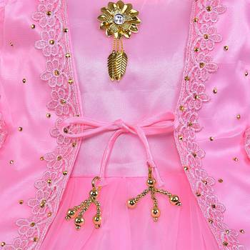Pink printed polyester kids-frocks 5