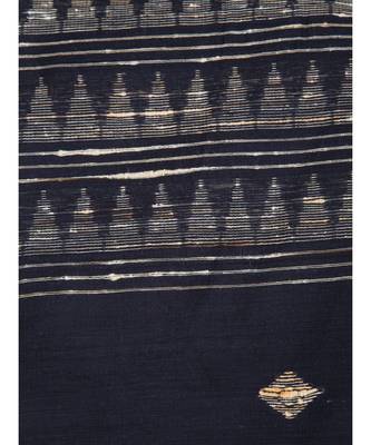 Women's black cotton silk handloom sarees With Blouse 4