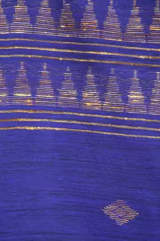 Women's blue cotton silk handloom sarees With Blouse