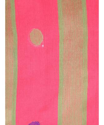 Women's pink cotton silk handloom sarees With Blouse 4