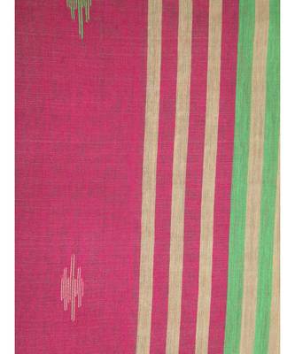 Women's green cotton silk handloom sarees With Blouse 4