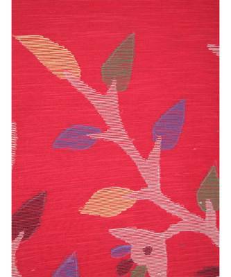 Women's red cotton silk handloom sarees With Blouse 4