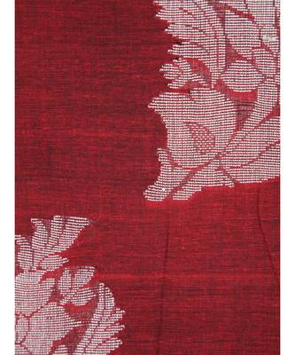 Women's maroon pure cotton handloom sarees With Blouse 4
