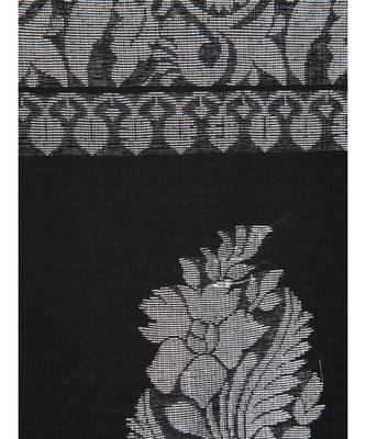 Women's black pure cotton handloom sarees With Blouse 4