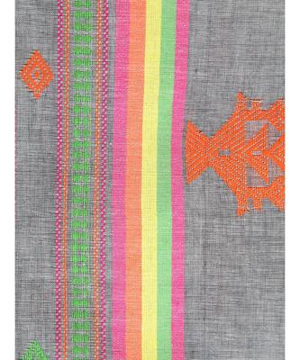 Women's grey pure cotton handloom sarees With Blouse 4