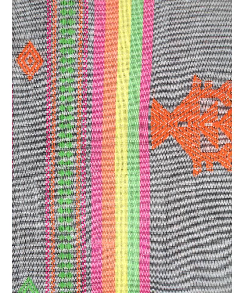 Women's grey pure cotton handloom sarees With Blouse