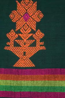 Women's green pure cotton handloom sarees With Blouse
