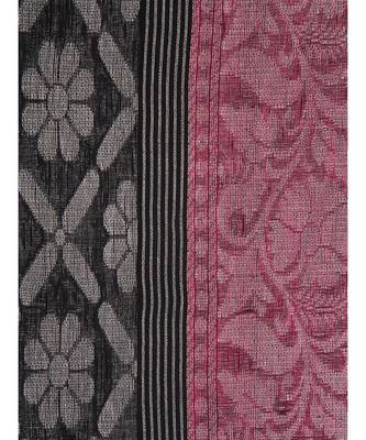 Women's black pure linen handloom sarees With Blouse 4