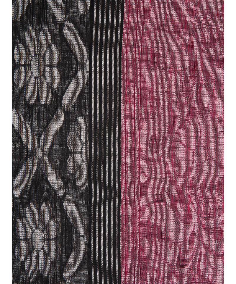 Women's black pure linen handloom sarees With Blouse