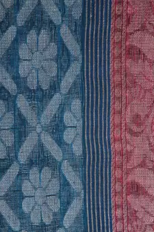Women's blue pure linen handloom sarees With Blouse