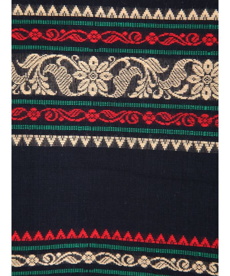 Women's black pure cotton handloom sarees With Blouse