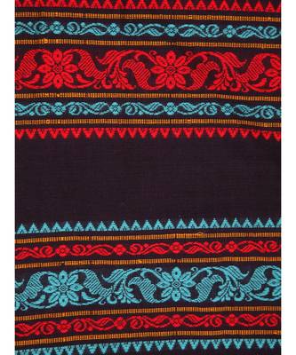 Women's navy blue pure cotton handloom sarees With Blouse 4