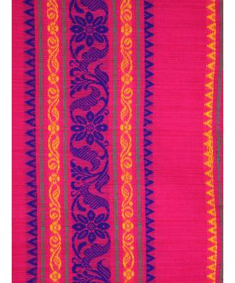 Women's pink pure cotton handloom sarees With Blouse 4