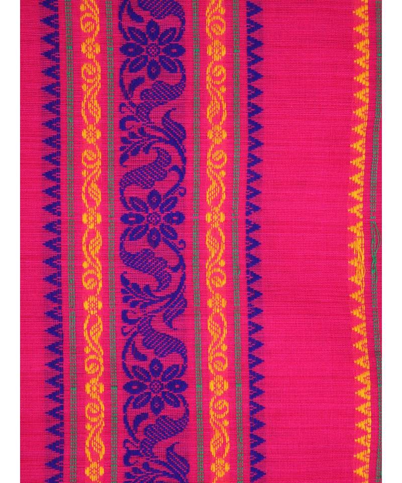 Women's pink pure cotton handloom sarees With Blouse