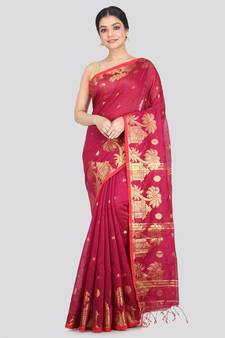 Women's multicolor cotton silk handloom sarees With Blouse