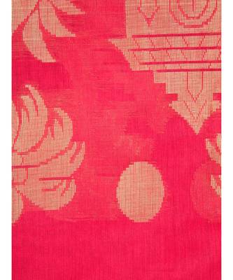 Women's red cotton silk handloom sarees With Blouse 4