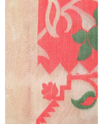 Women'S Beige Pure Cotton Jamdani Sarees Without Blouse 4
