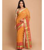 Printed Cotton Blend Saree with blouse in Rust