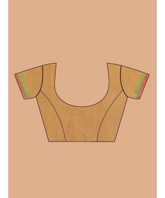 Printed Cotton Blend Saree with blouse in Rust 5