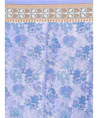 Printed Pure Cotton Saree with blouse in Lavendar 4