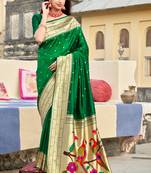 Magenta woven silk saree with blouse
