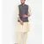 Men Beige & Navyblue Kurta with Churidar & Embroidered Nehru Jacket