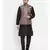 Men Black & Teal Kurta with Churidar & Printed Nehru Jacket