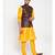 Men yellow & Black Kurta with Churidar & Printed Nehru Jacket