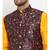 Men yellow & Black Kurta with Churidar & Printed Nehru Jacket