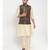 Men Beige & Green Kurta with Churidar & Printed Nehru Jacket