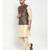 Men Beige & Green Kurta with Churidar & Printed Nehru Jacket