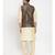 Men Beige & Green Kurta with Churidar & Printed Nehru Jacket