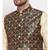 Men Beige & Green Kurta with Churidar & Printed Nehru Jacket