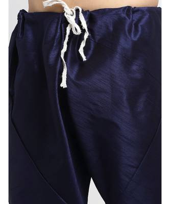 Men Navy Blue Kurta and Churidar with Embroidered Red Nehru jacket 2