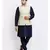 Men Navy Blue Kurta and Churidar with Embroidered Cream Nehru jacket
