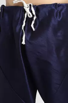 Silk Embroidered Navy Blue Kurta Jacket Set for Men's 