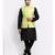 Men Black Kurta and Churidar with Embroidered Lime Green Nehru jacket
