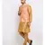 Men Gold Kurta and Churidar with Embroidered Peach Nehru jacket