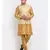 Men Gold Kurta and Churidar with Embroidered Fawn Nehru jacket