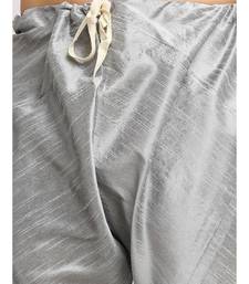 Men Sliver Kurta and Churidar with Embroidered Red Nehru jacket