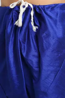 Men Royal Blue Kurta and Churidar with Embroidered Cream Nehru jacket