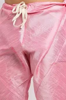 Men Pink Kurta and Churidar with Embroidered Cream Nehru jacket