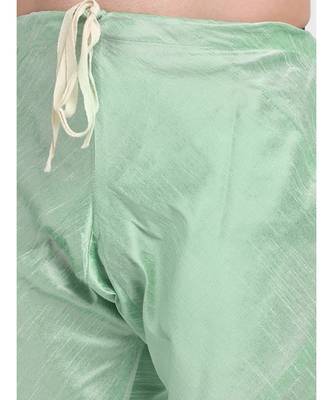 Men Sea Green Kurta and Churidar with Embroidered Cream Nehru jacket 2