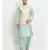 Men Sea Green Kurta and Churidar with Embroidered Cream Nehru jacket