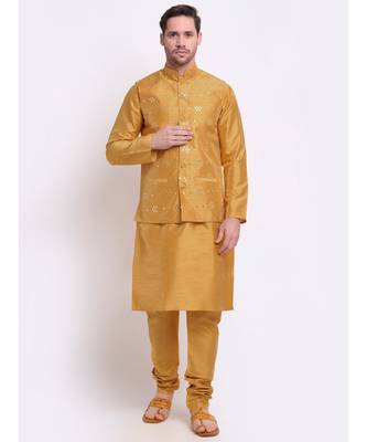 Men old Silk Kurta & Churidar with Jacket 5