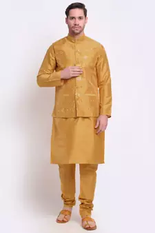 Men old Silk Kurta & Churidar with Jacket