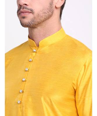 Men yellow Silk Kurta & Churidar with Jacket 3